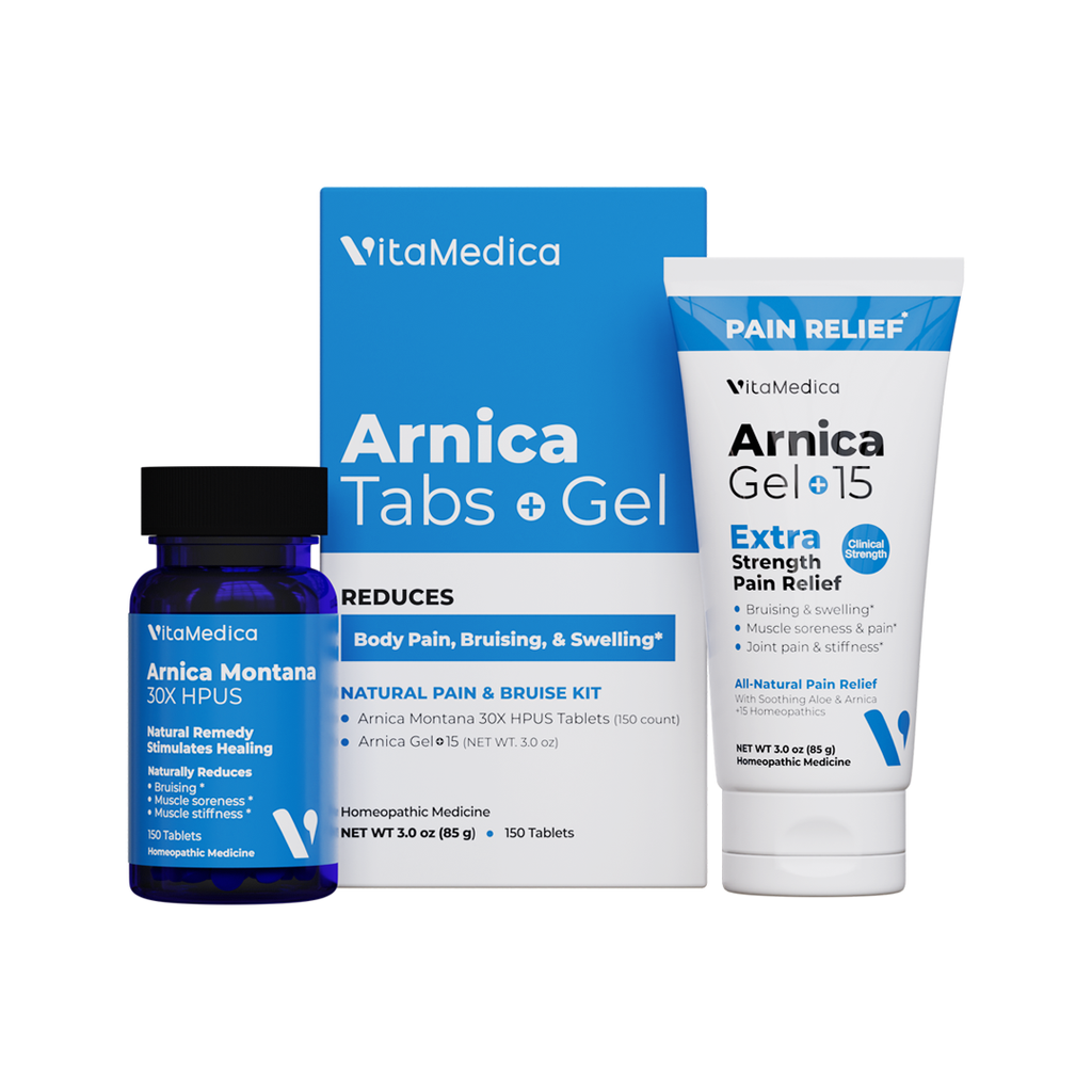 Arnica 30X HPUS Tablets + Arnica +15 Gel – VitaMedica Arnica 30X HPUS Tablets + Arnica +15 Gel – VitaMedica