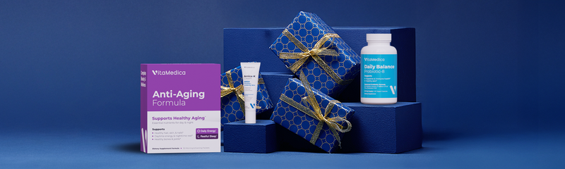 Holiday wellness gift selection featuring VitaMedica products.