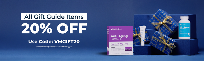 Holiday wellness gift selection featuring VitaMedica products.