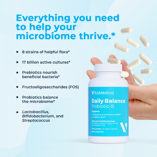 Daily Balance Probiotic-8: Synbiotic for Balanced Gut & Skin Microbiome